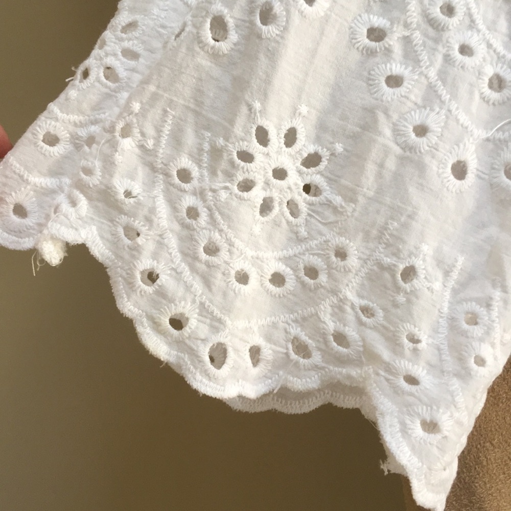 Rebellion White Eyelet Cold shoulder Crop Top Sz L - Picture 3 of 5